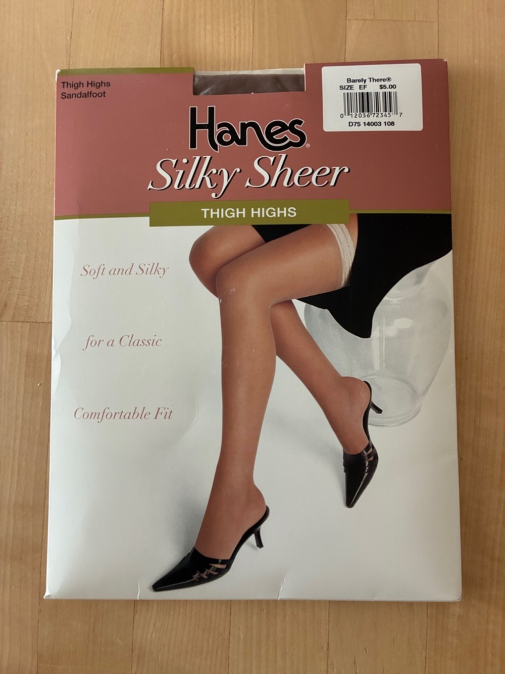 NEW Hanes Silky Sheer Barely There Size EF Thigh Highs Sandalfoot